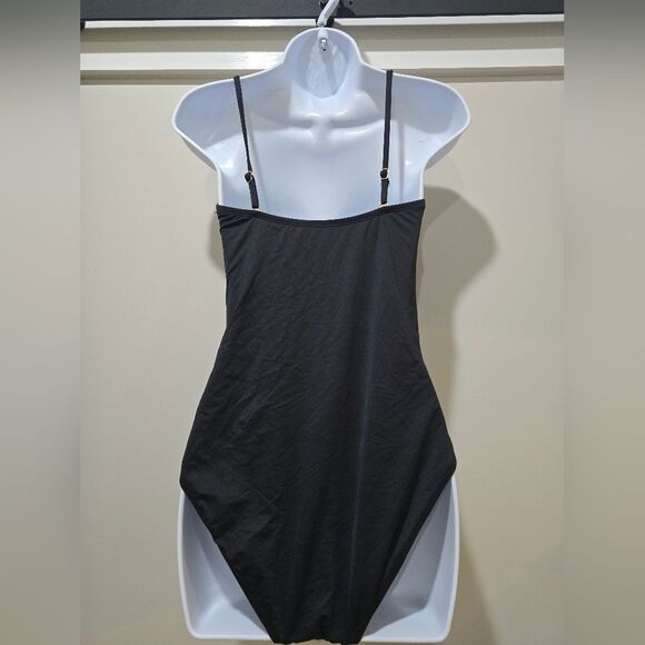 LA BLANCA ISLAND GODDESS Bandeau One-piece Swimsuit Black NWOT Sz 6 Black - Picture 4 of 5